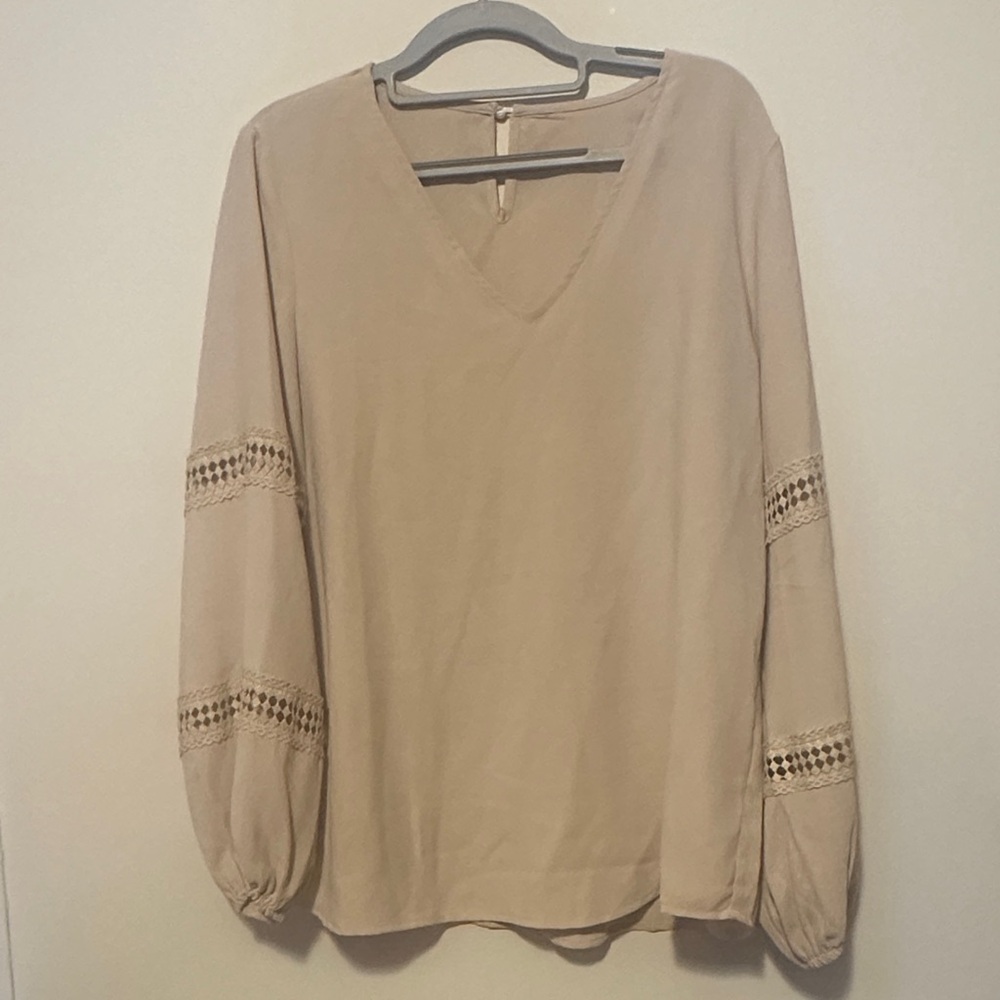 Elegant Beige Blouse with Lace Detailing